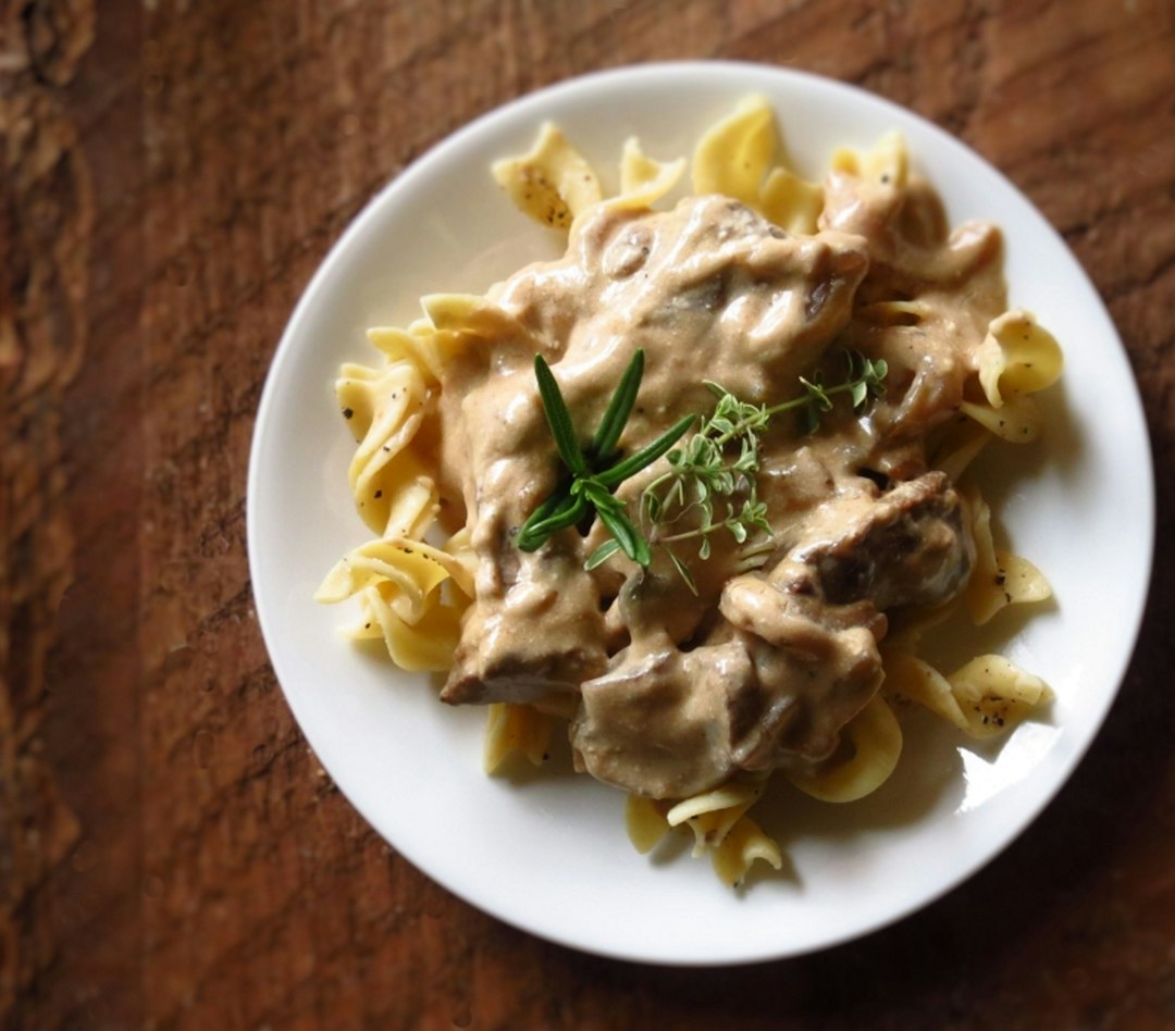 Creamy Ground Beef Stroganoff served and ready to eat
