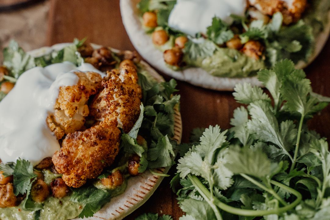 Roasted Cauliflower Chickpea Wraps
